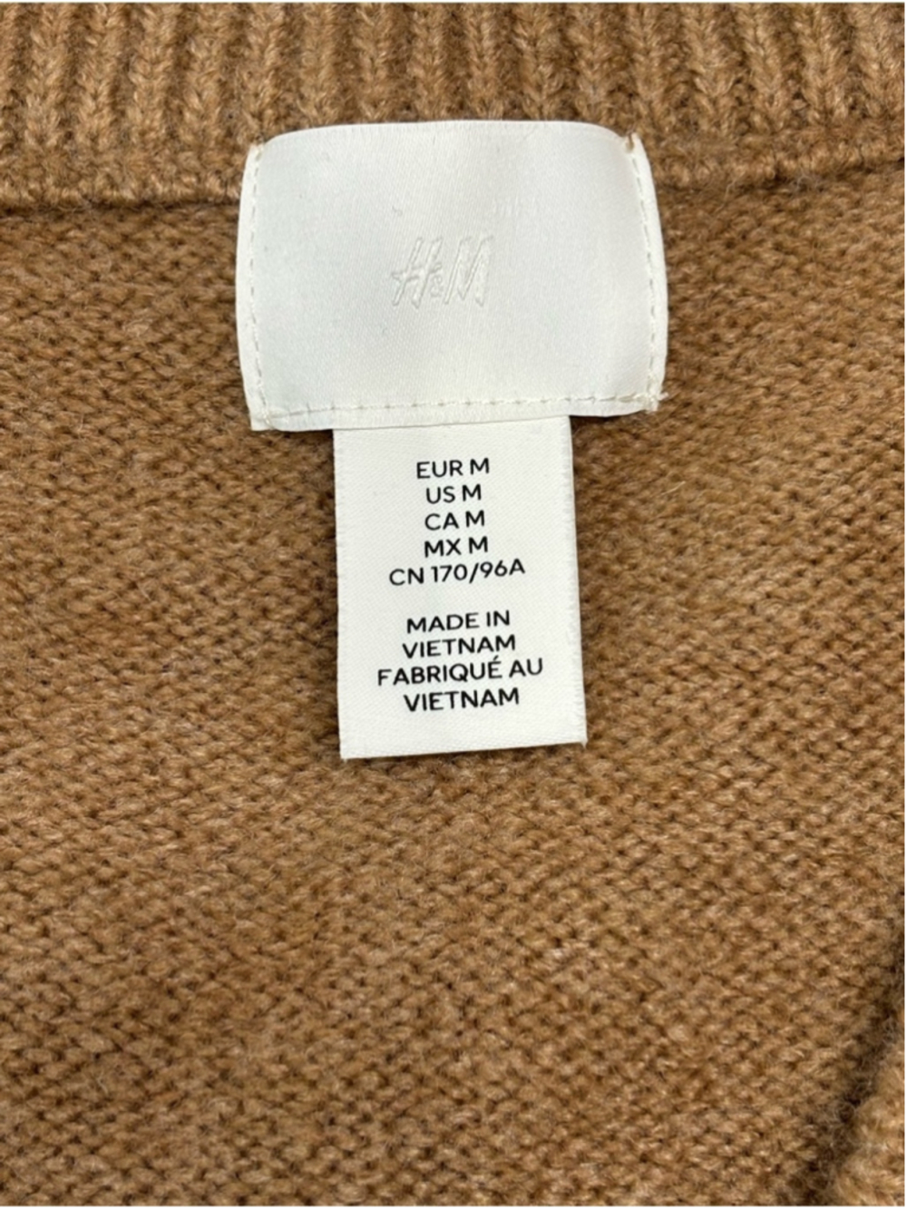 H&M Dark Beige Brown V-Neck Short Knit Sweater Vest Medium- 634 - Picture 3 of 6